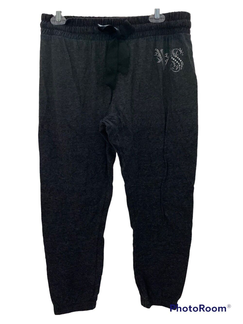 Victoria Secret Pants Sz Medium Rhinestone Logo Knit Joggers New Without Tag